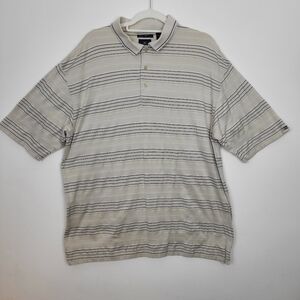 Dockers Golf Men's Shirt XL Beige Striped Short Sleeve Casual